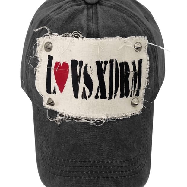 LOVE STUD BALL CAP (WASHED BLACK)