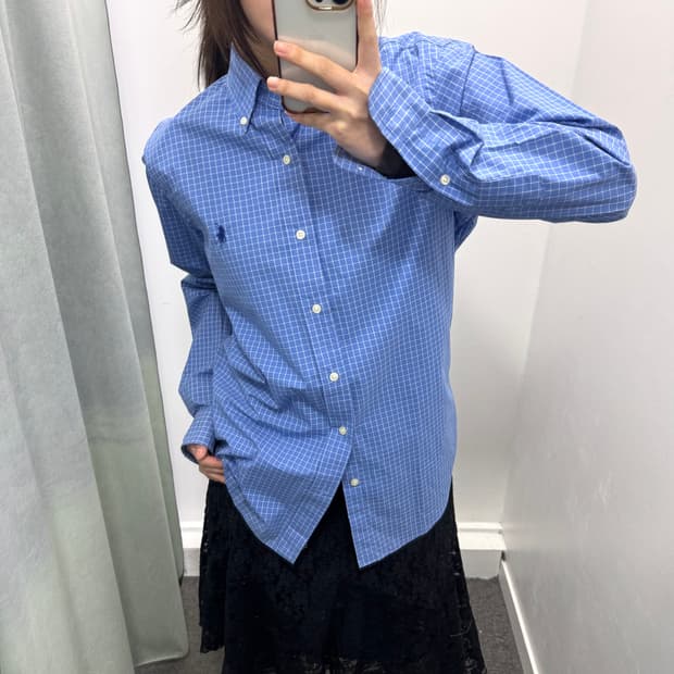 폴로 블루 체크 셔츠