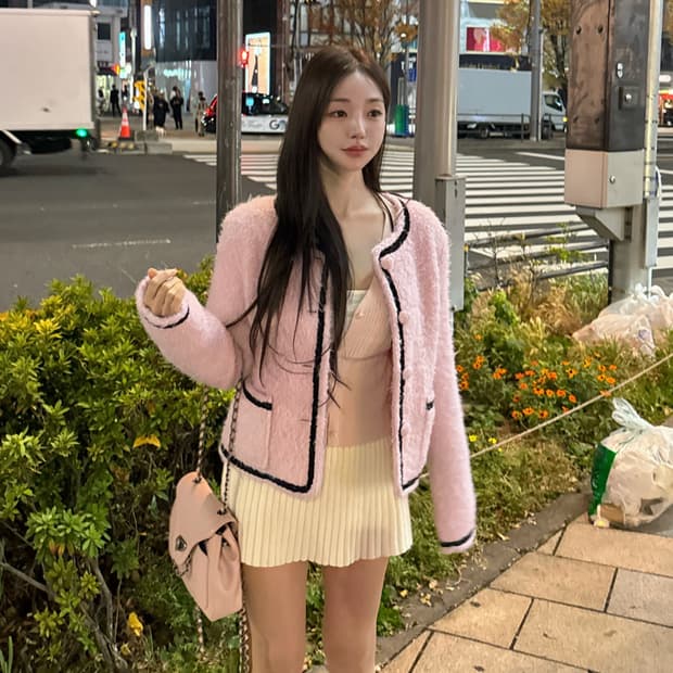 카인다미 올 트위드 누빔 패딩 자켓