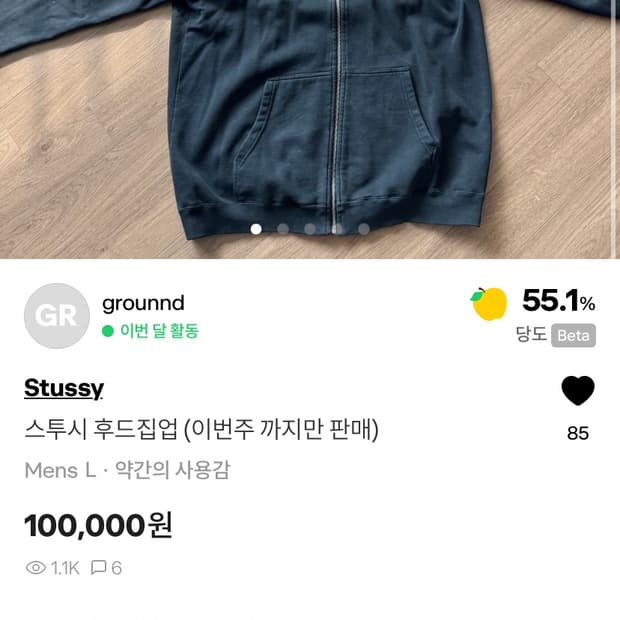 스투시 빈티지 후드집업