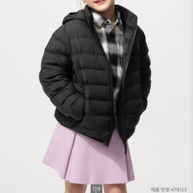유니클로 키즈 경량패딩 블랙 160사이즈