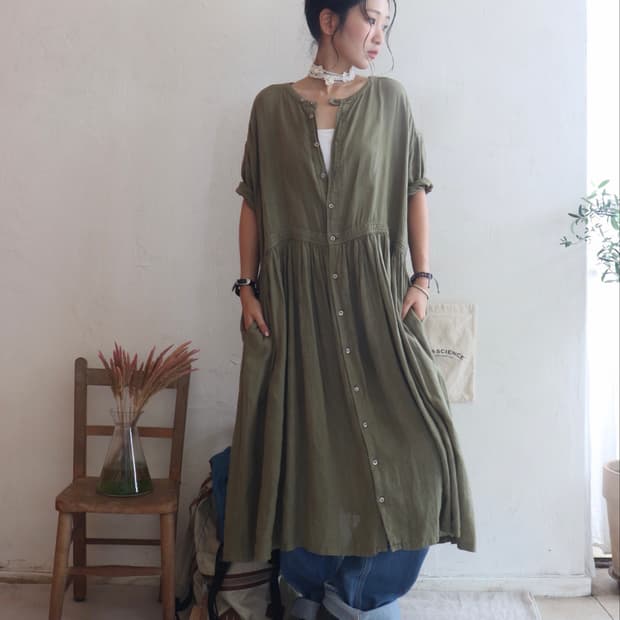 [Nest Robe] Olive Shirt Robe Dress
