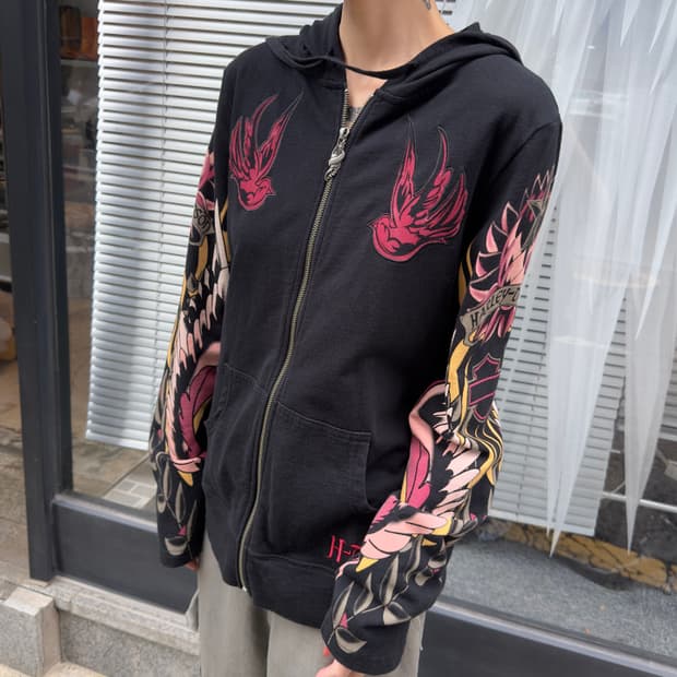 2009 할리데이비슨 타투 프린트 스웻셔츠 집업