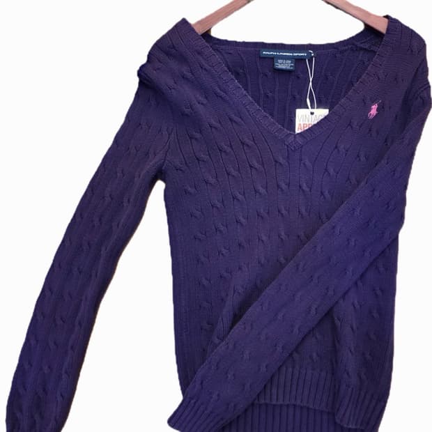 Polo Ralph Lauren sport  퍼플 브이넥 니트