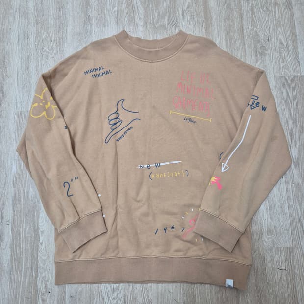 라이풀 미니멀 가먼츠 멀티 프린팅 레터링 오버핏 맨투맨