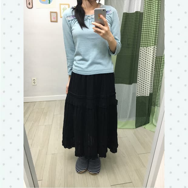 민트 넥 포인트 니트