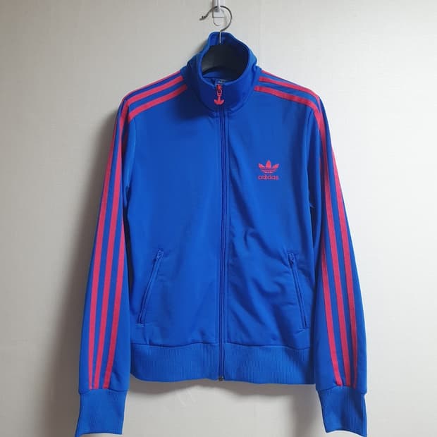 아디다스 져지 블루 핑크 삼선 트랙탑 파이어버드 95