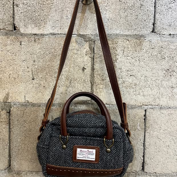 해리스 트위드 헤링본 미니 보스턴 백