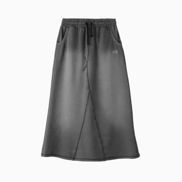 사파리스팟 데미지 워싱 데님 스웨트 스커트 블랙