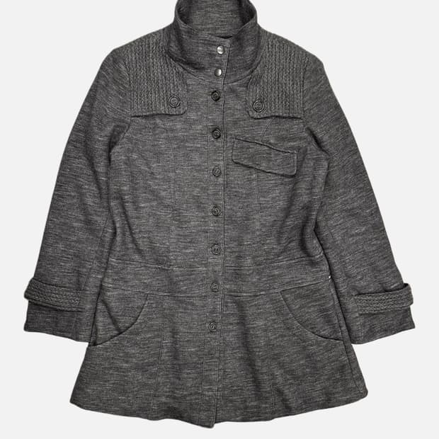 charcoal wool knit york coat