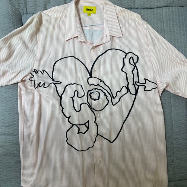 골프왕 하트 핑크 스트라이프 셔츠