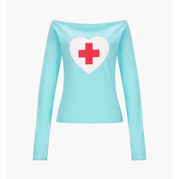 샵페어리 Cherish heart cut off t-shirt mint