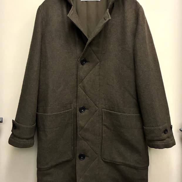 (M/100)JPN 유니클로 x 르메르 울 블렌드 후드 코트 올리브