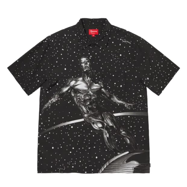 슈프림 실버 서퍼 숏슬리브 셔츠 블랙 L