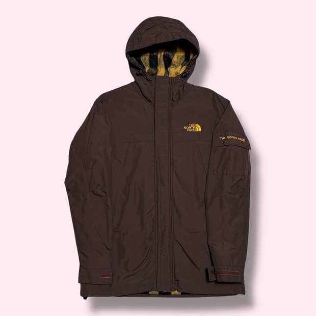 The North Face 화이트라벨 브라운 체크 후드 바람막이