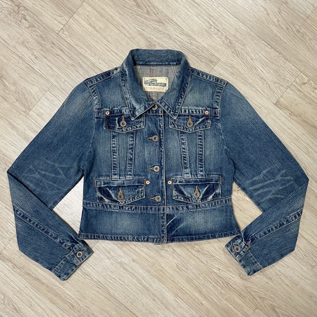 55) 폴로 랄프로렌 여성 중청워싱 크롭 데님자켓(데드스탁) 