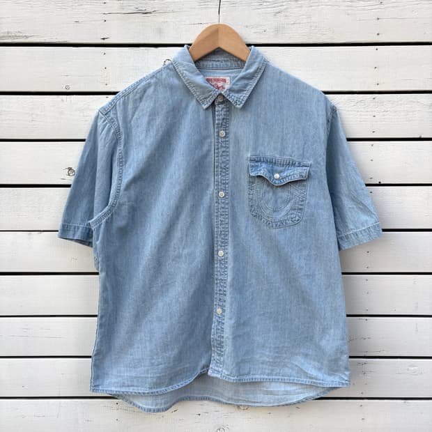 True Religion 트루릴리전 데님 반팔 셔츠