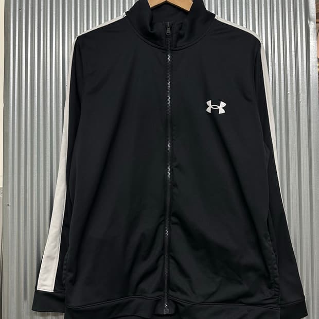 [XL] 언더아머 (UNDER ARMOUR) 블랙 화이트 라인 트랙탑 바
