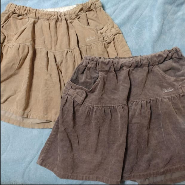 할인중) 라떼 갸루 BeBe 코듀로이 리본 큐롯 베이지/브라운