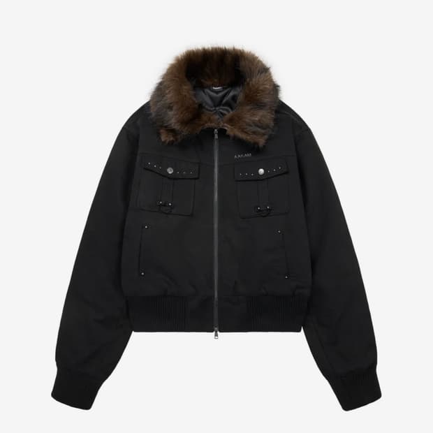 아캄 AAKAM Studded High Neck Fur Jacket 