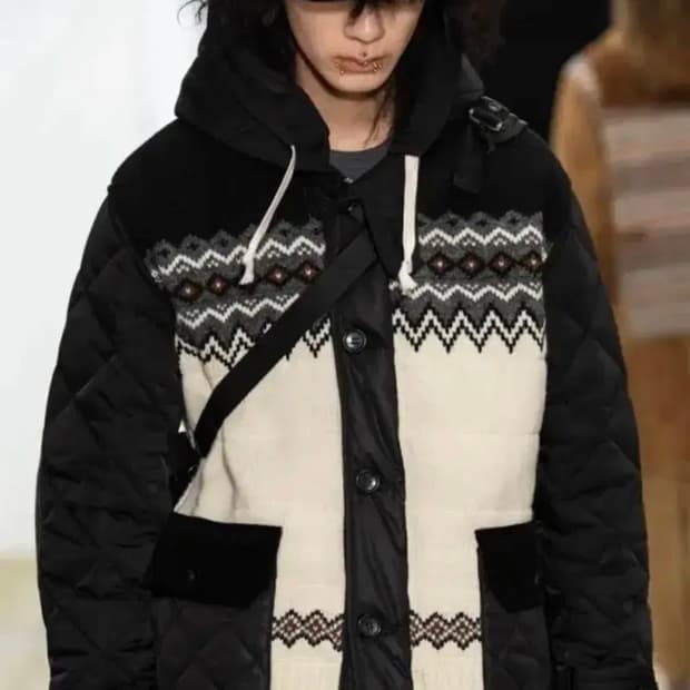 준야와타나베 꼼데가르송 니트 퀼팅 후드 자켓 