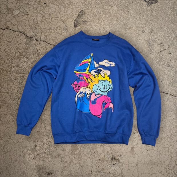 핑크 돌핀 크루넥 스웻셔츠