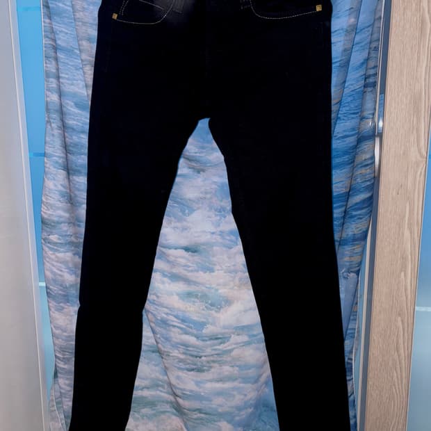 빈티지 오네 갸루 펑크 골드 디테일 블랙 스키니진