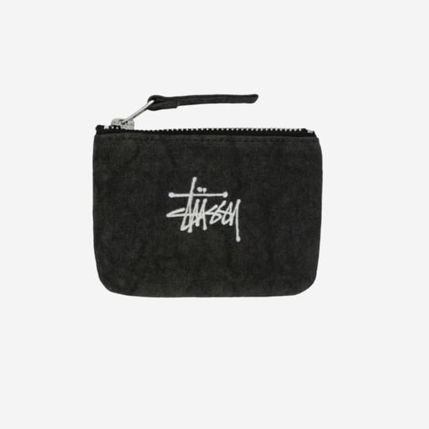 Stussy 캔버스 코인 파우치 워시드 블랙