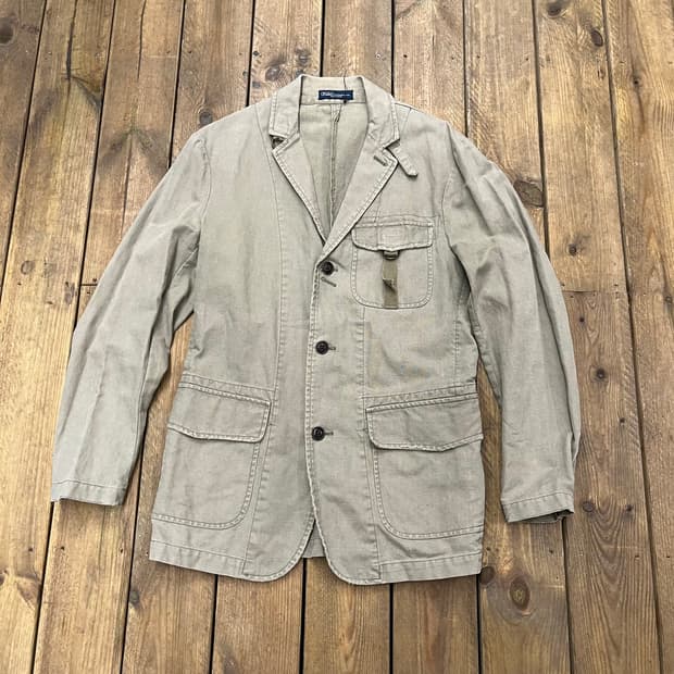 빈티지 폴로 코튼 테일러드 워싱 자켓