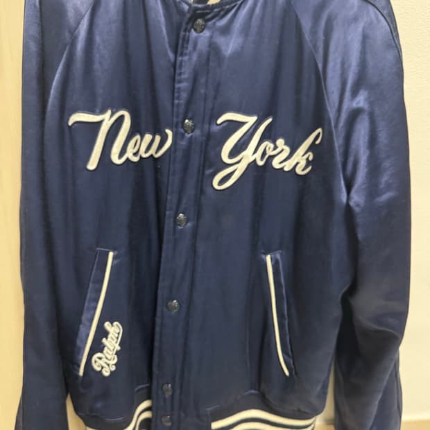 폴로 x mlb 새틴 바시티자켓 m