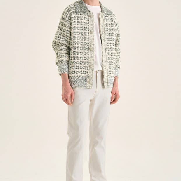 타임옴므 트위드 카라 가디건 자켓 105