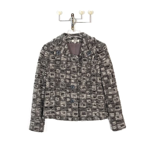 빈티지 울 블렌드 버튼 숏 자켓