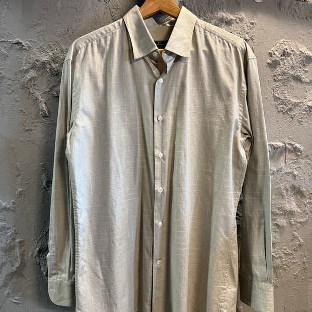 페라가모 체크 패턴 셔츠 베이지 98-180 (L)