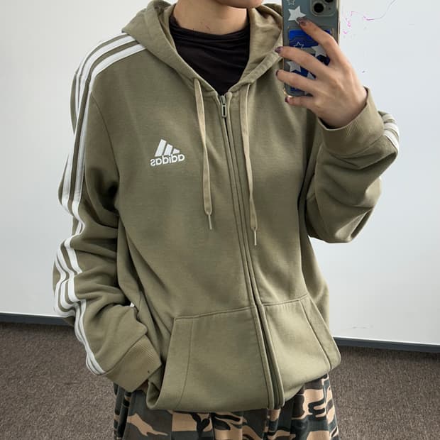 Adidas 아디다스 카키베이지 후드집업 