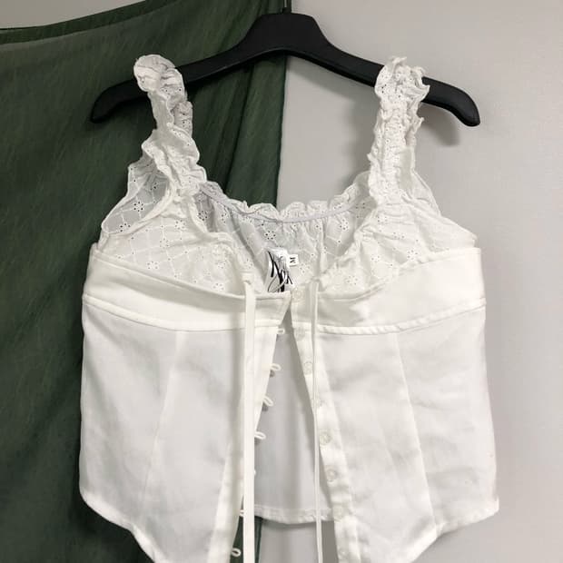 카시코 kashiko 블라우스 레이스 레이어드 슬리브리스 M