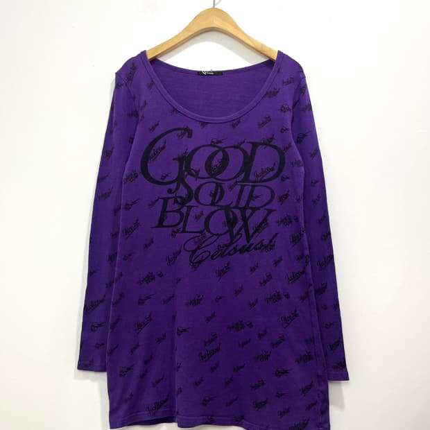 락펑크 스컬 번개 프린팅 U넥 롱슬리브 티셔츠