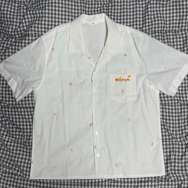STU Daisy Embroidery Beads Shirt White