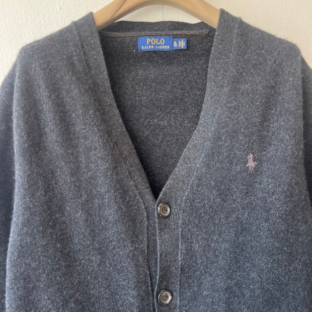 폴로랄프로렌 남성 차콜그레이 브이넥가디건 울가디건