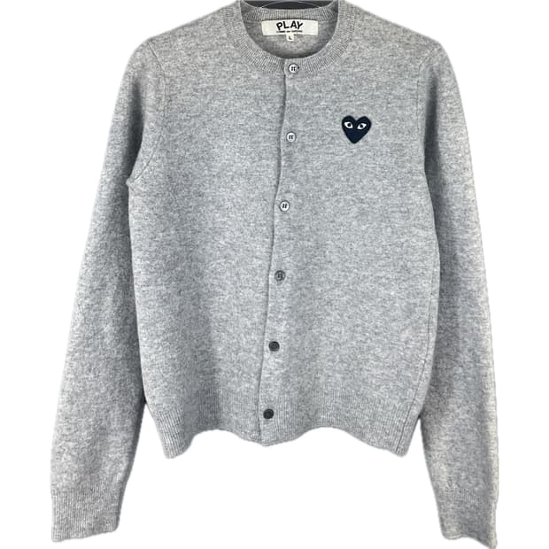 [L] 꼼데가르송 여성 블랙 와펜 자수 울 가디건