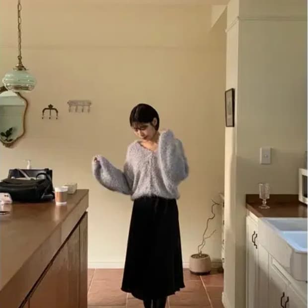 오이니 부클 니트가디건