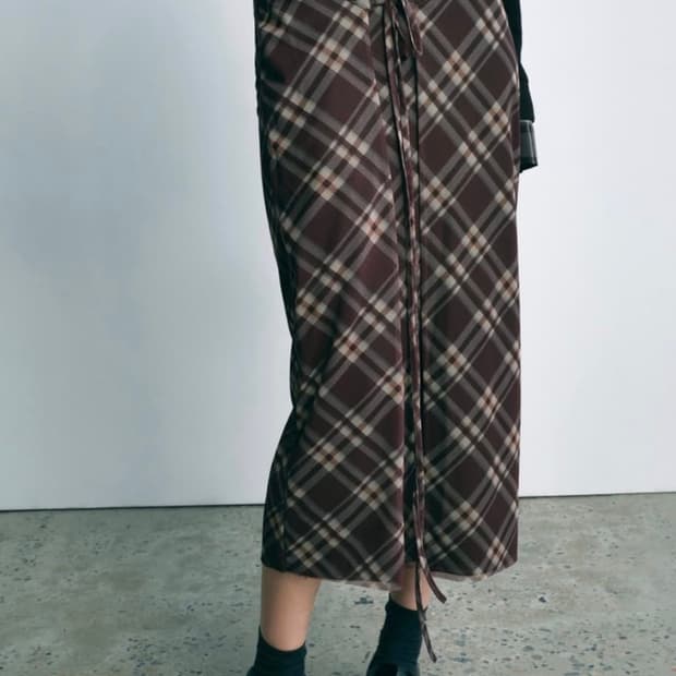 (사진⚪︎) 자라 튤 체크 파레오 스커트
