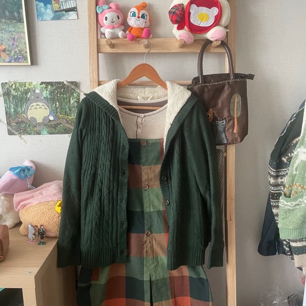 모리걸 빈티지 그린 레이어드 원피스 set 💚🧡