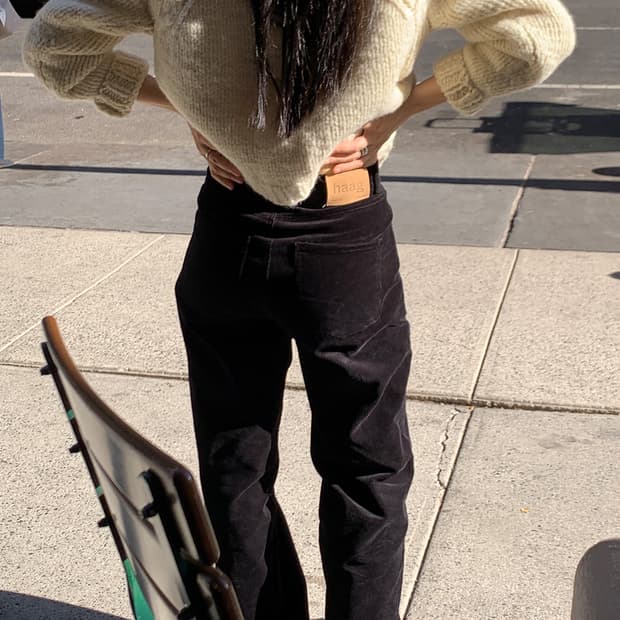 헤이그 코듀로이 팬츠 바지 블랙 M haag corduroy pants