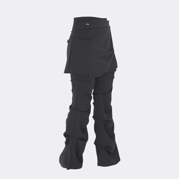 오호스 랩 오버 턱 팬츠 차콜