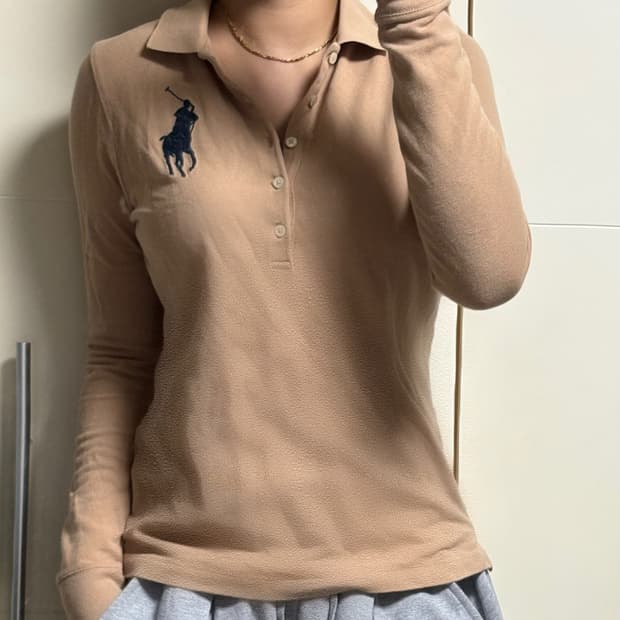 폴로 랄프로렌 빅포니 슬림핏 코코아 베이지 카라티 롱슬리브