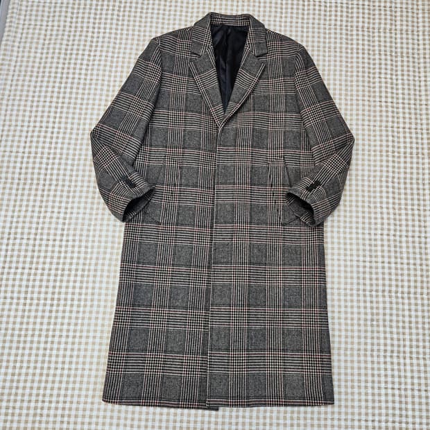 커스텀멜로우 롱 체크 코트 난자100