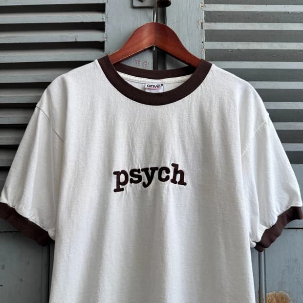 [M]USA 빈티지 psych 브라운 링거 티셔츠