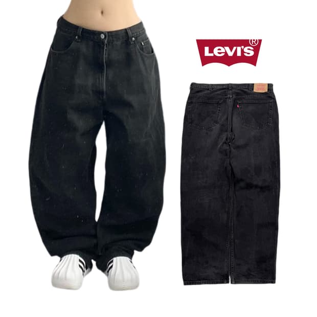 리바이스 00s 550 흑청 워싱 데님팬츠