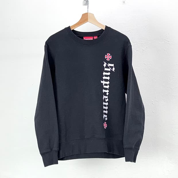 슈프림 17ss 인디펜던트 블랙 크루넥 스웨트 셔츠