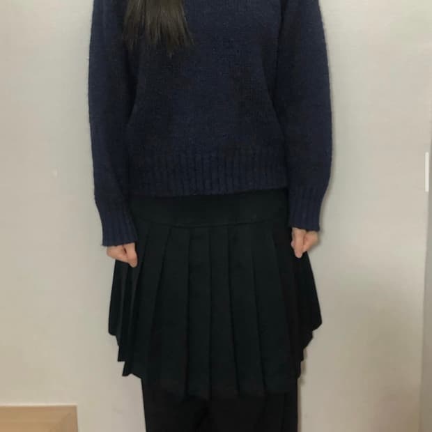 빈티지 네이비 버튼 니트